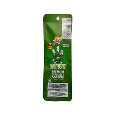 Green C0ckush disposable vape packaging on a white background